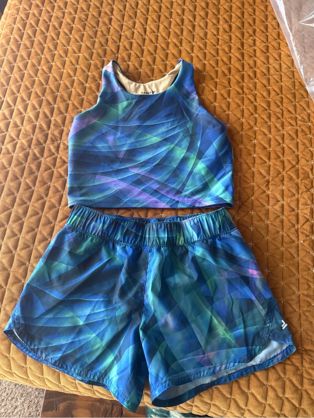 Old Navy Girls Blue Green Wave Athletic Shorts